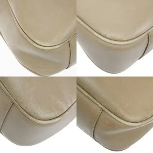 GUCCI GG Logo 2Way Shoulder Hand Bag Bamboo Leather Beige SHW 68TA208